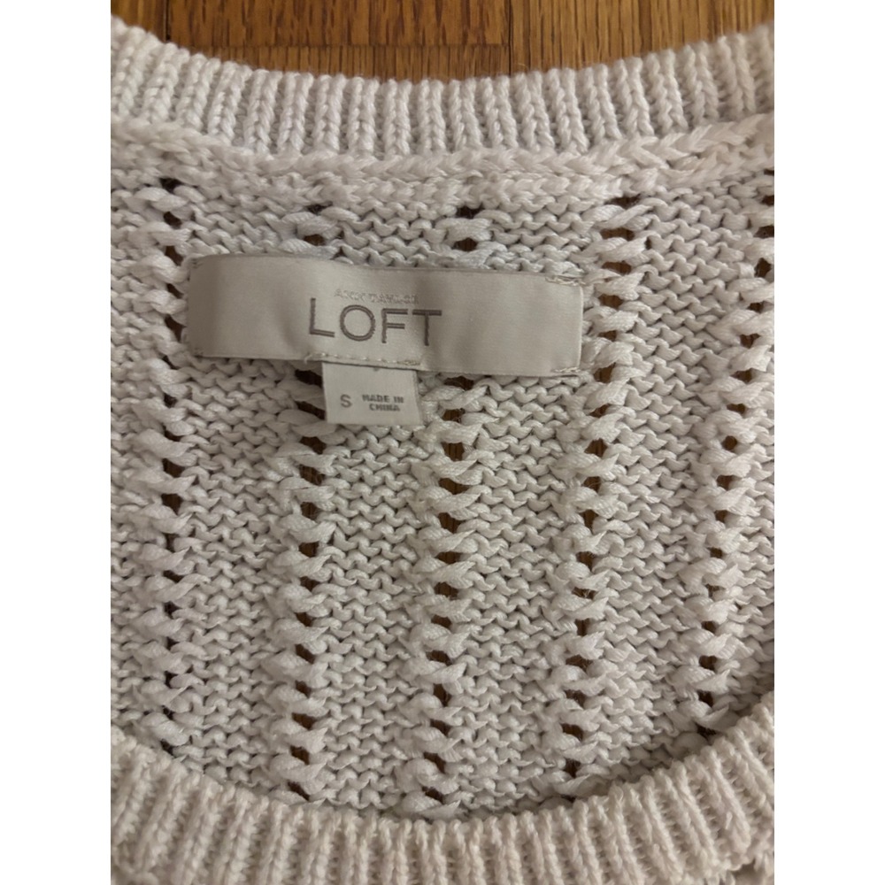 LOFT Knit Sweater Vest Cream Neutral Sleeveless Scoop Neck Size S - Picture 2 of 5